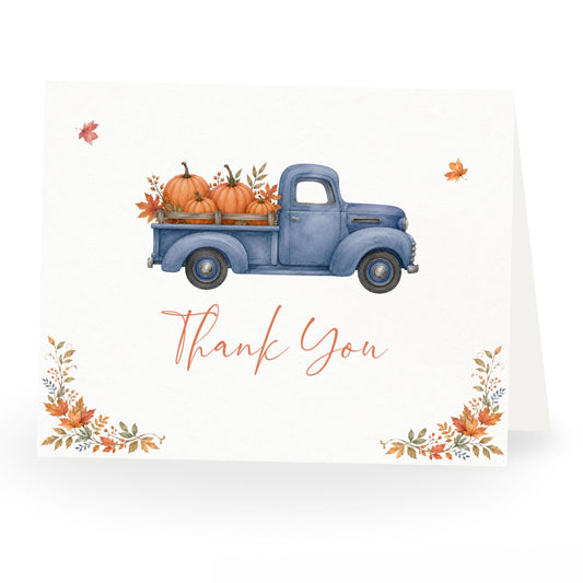 Fall Truck Baby Shower Thank You Card