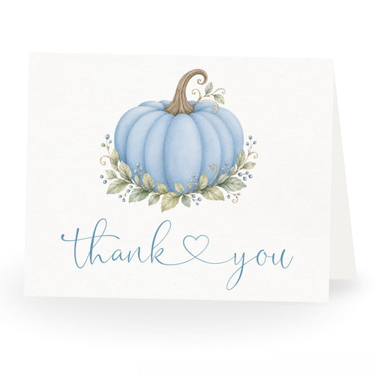 Painted Pumpkin Blue Baby Shower Thank You Card