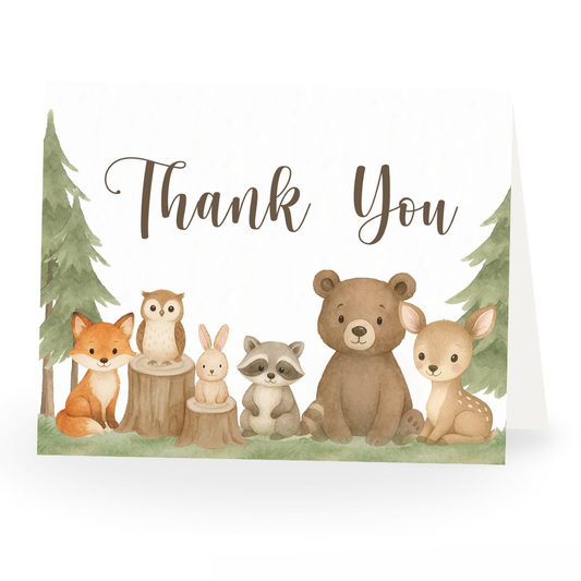 Woodland Animals Baby Shower Thank You Card