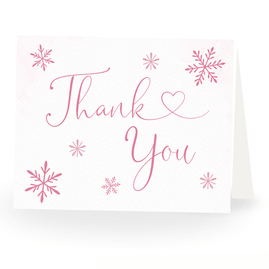 Little Snowflake Pink Baby Shower Thank You Card