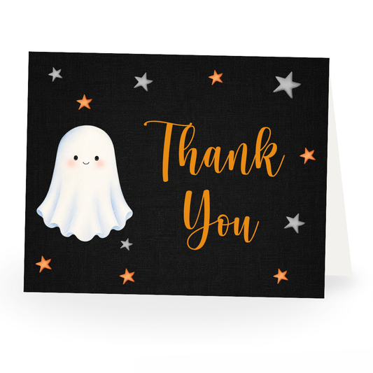 A Little Boo Is Almost Due Baby Shower Thank You Cards (Black Collection)