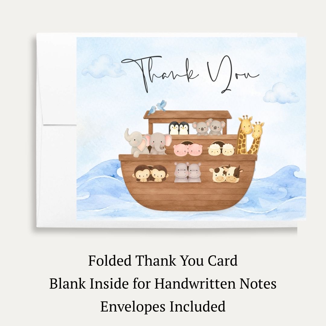 Noah's Ark Baby Shower Thank You Card