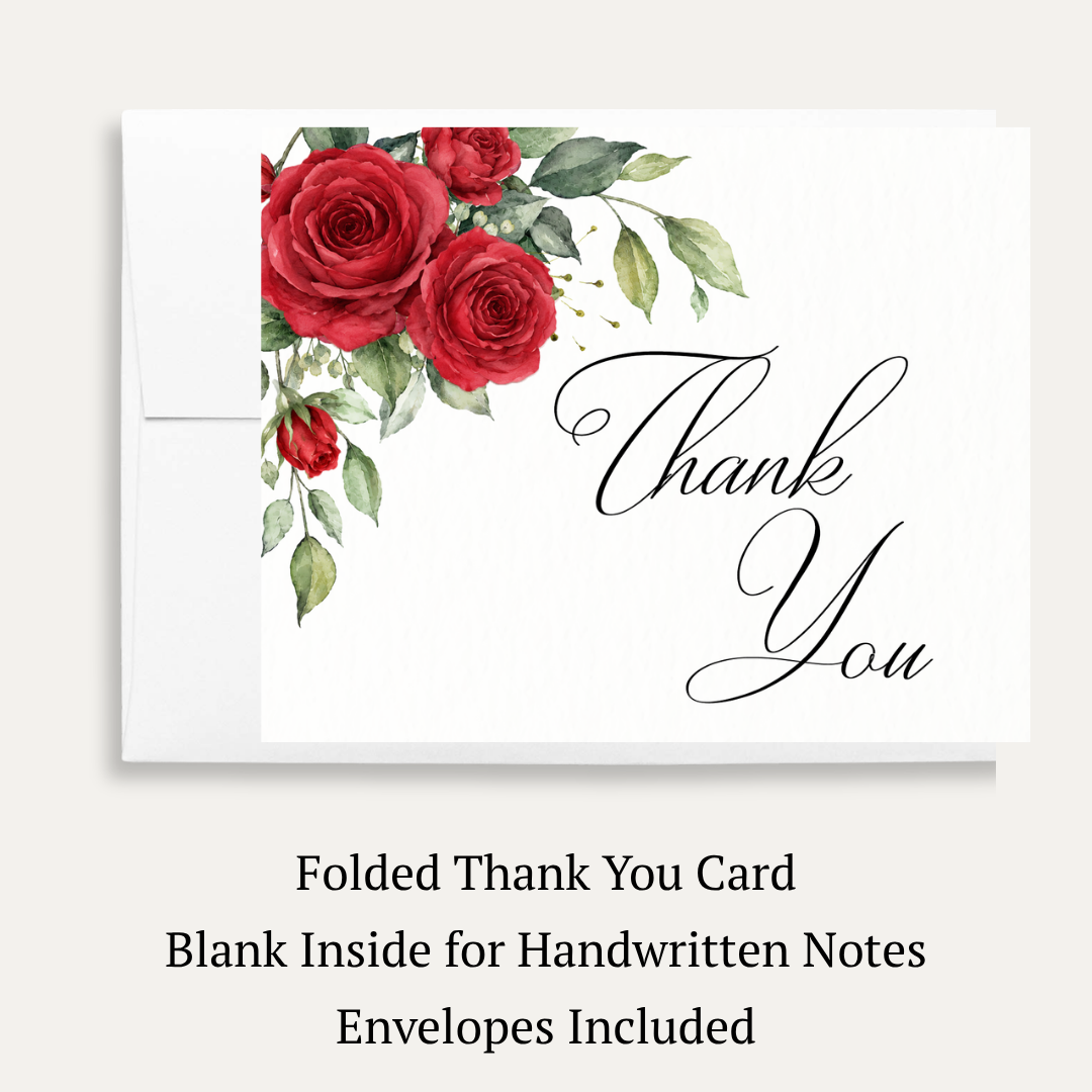 Red Rose Thank You Card