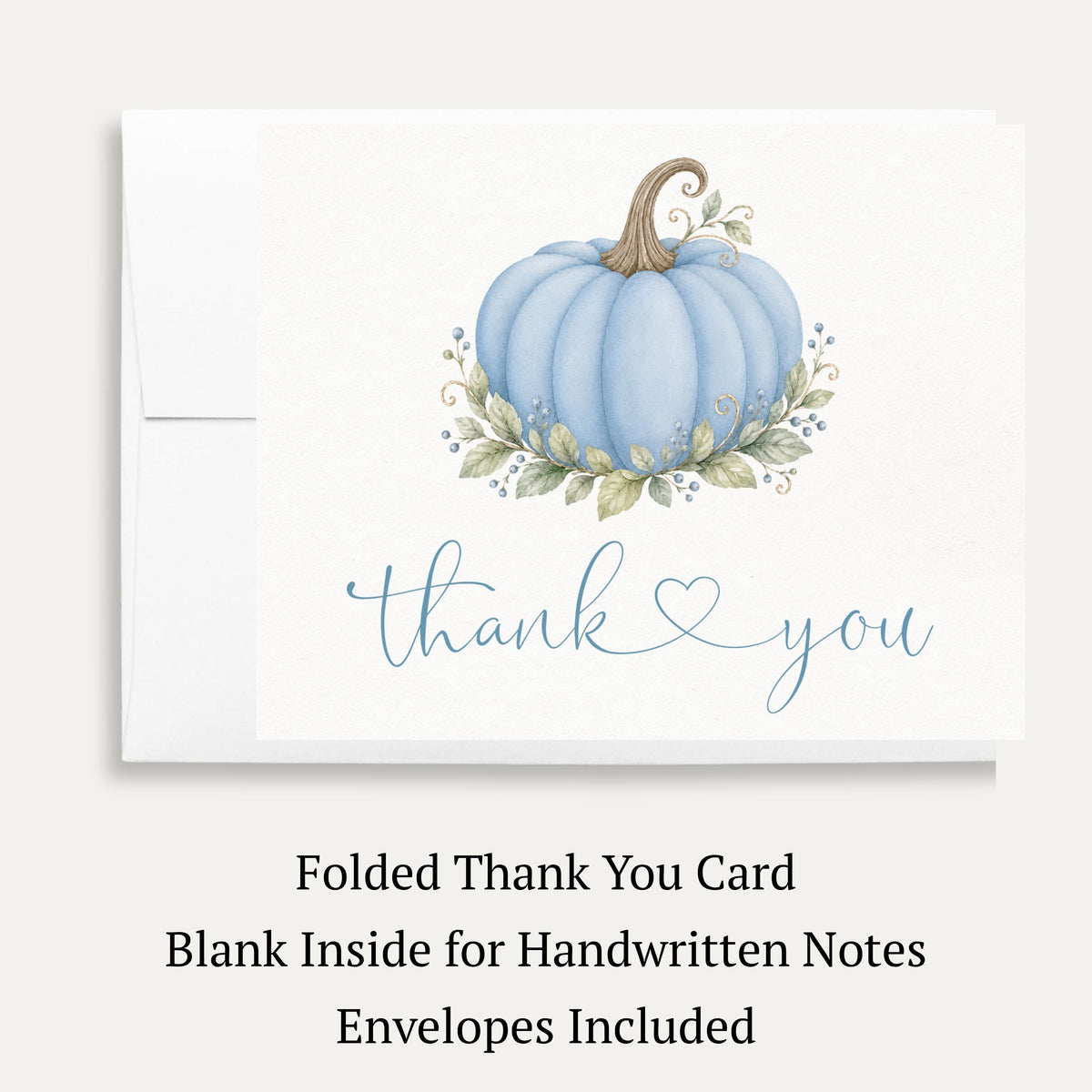 Painted Pumpkin Blue Baby Shower Thank You Card