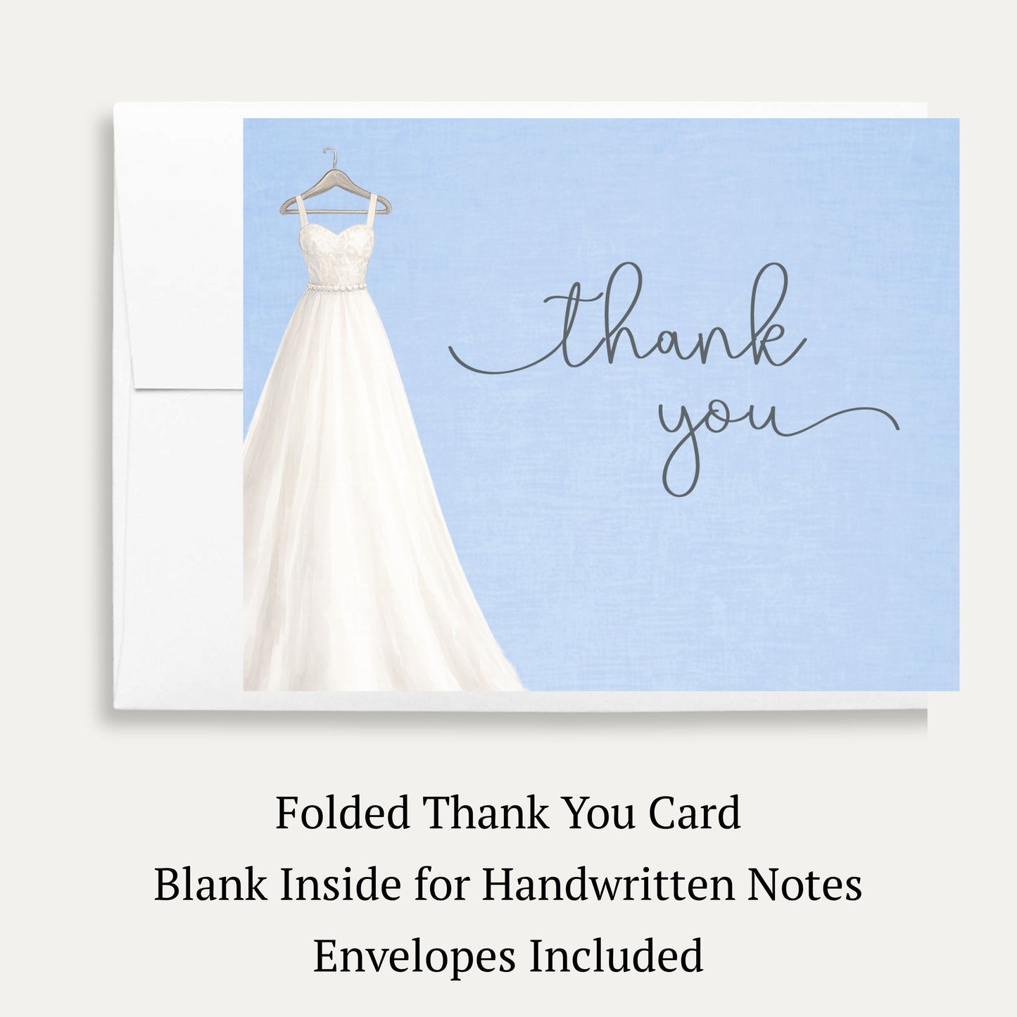 Something Blue Bridal Gown Bridal Shower Thank You Card