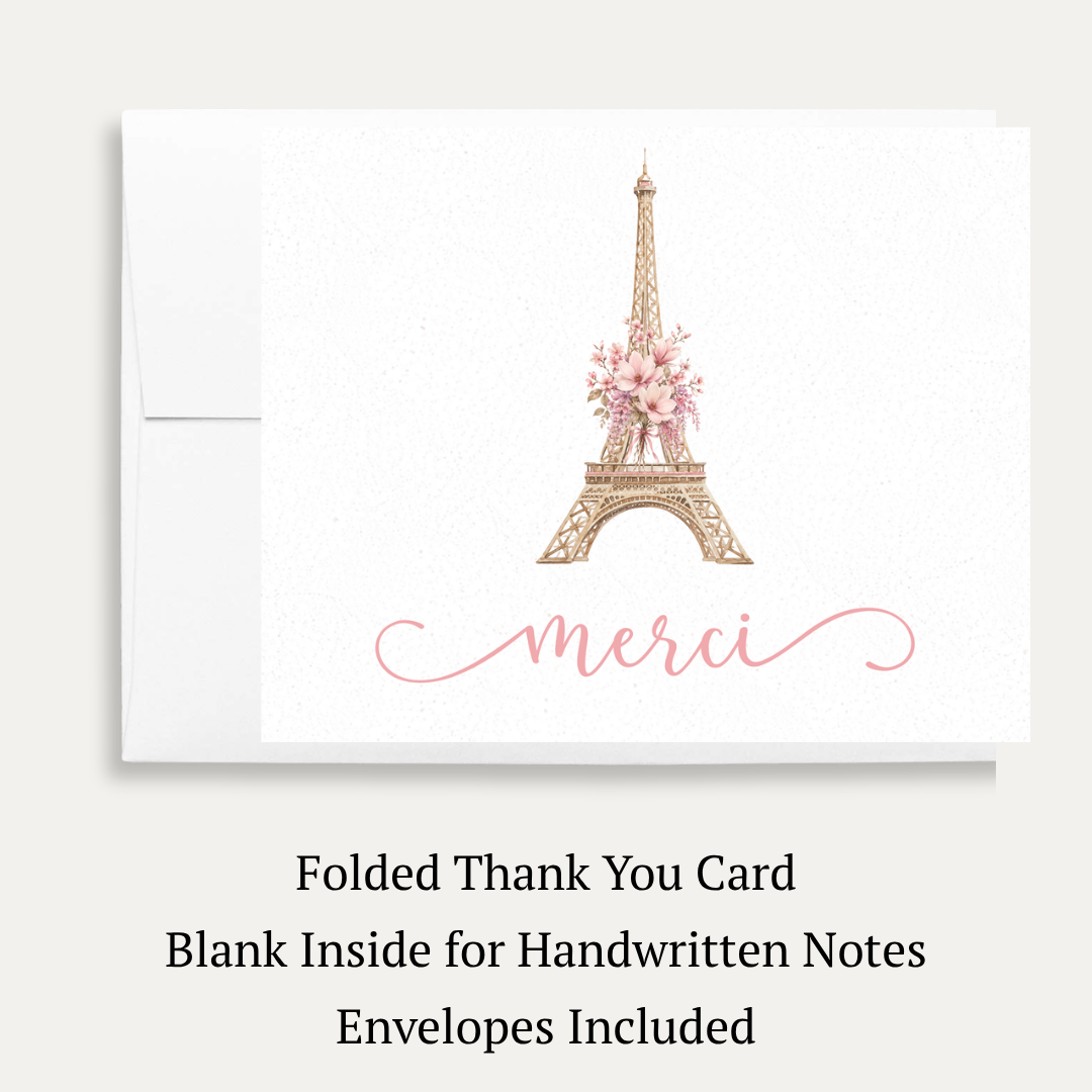 Paris Love Story Thank You Card