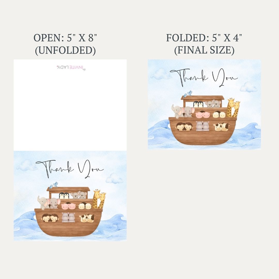 Noah's Ark Baby Shower Thank You Card