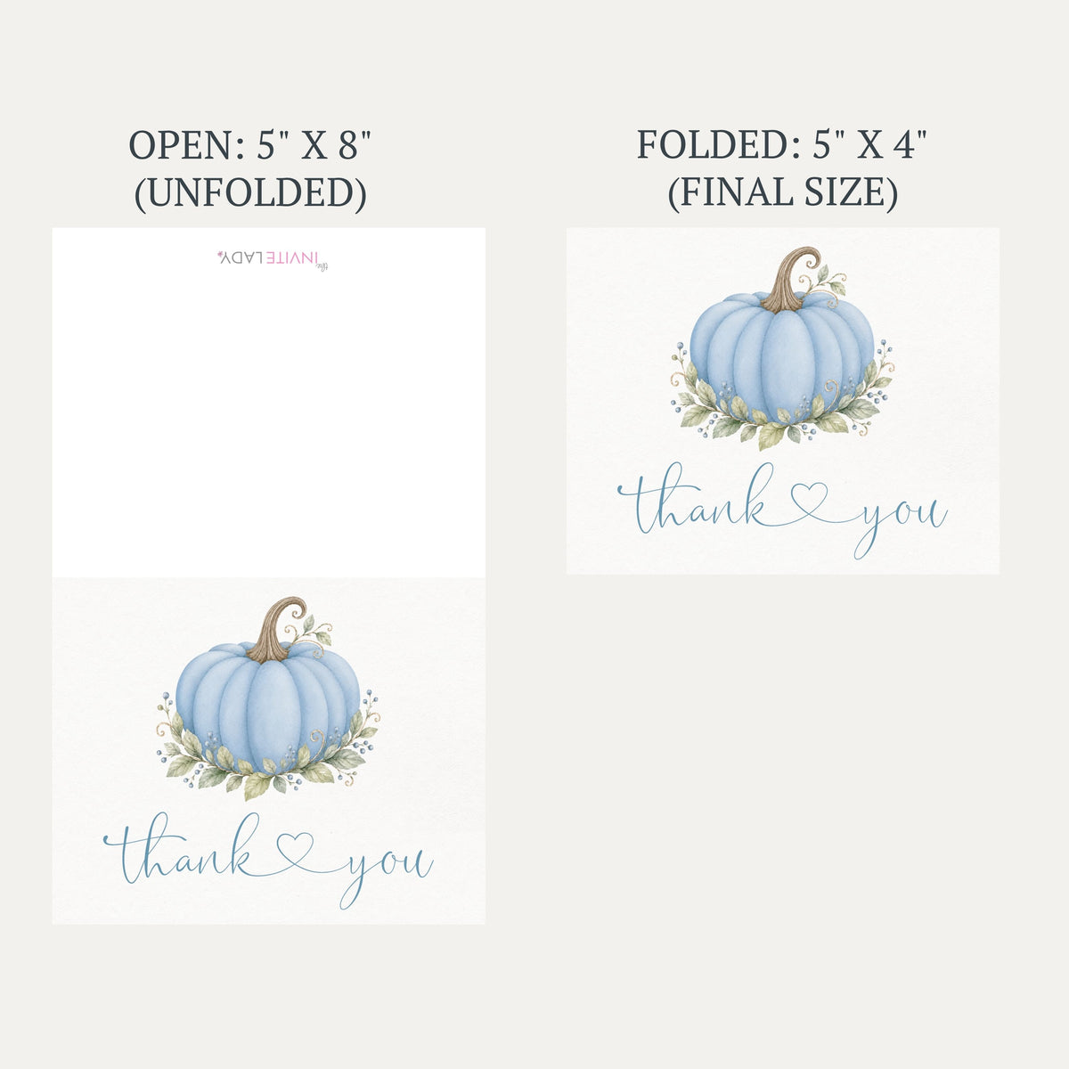 Painted Pumpkin Blue Baby Shower Thank You Card