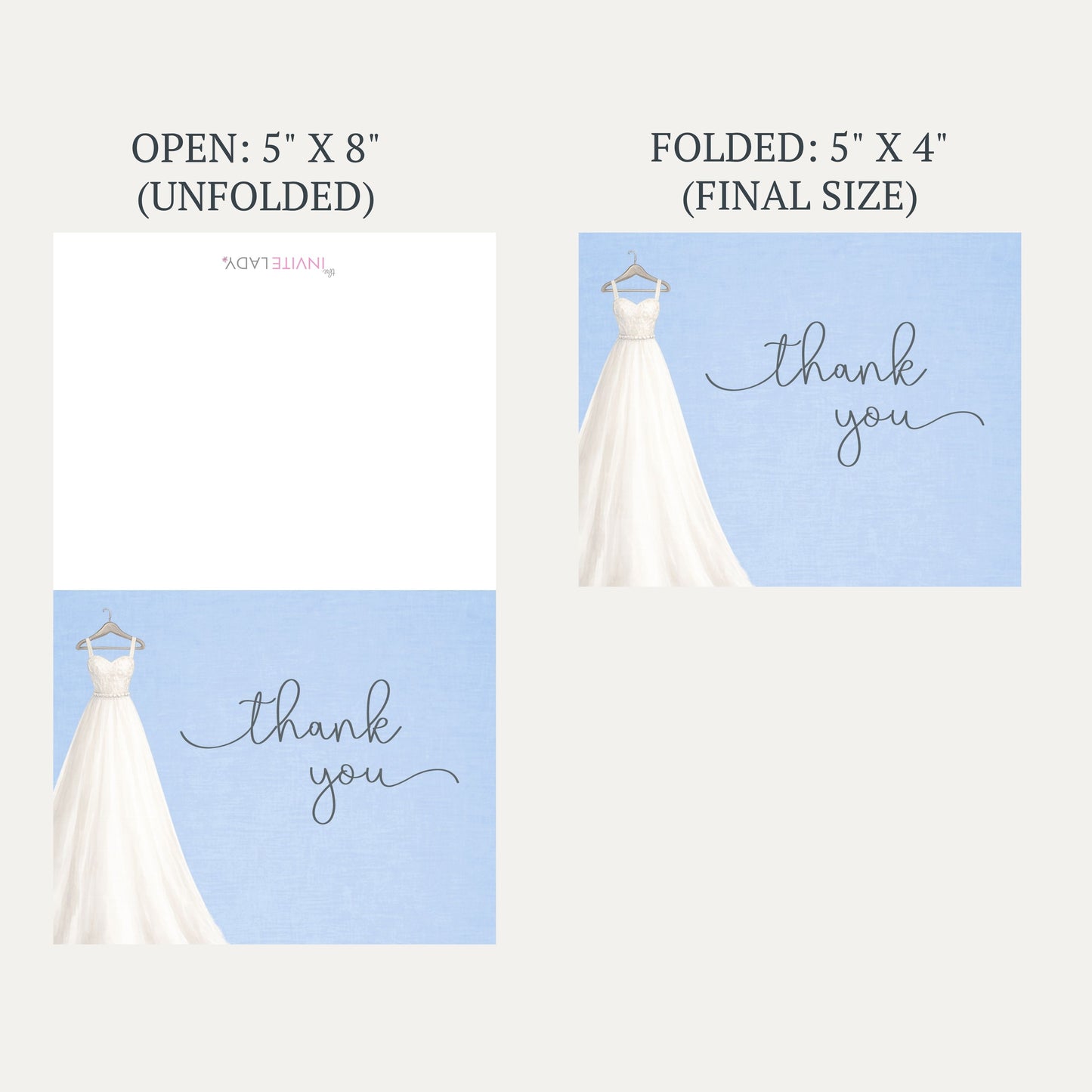 Something Blue Bridal Gown Bridal Shower Thank You Card