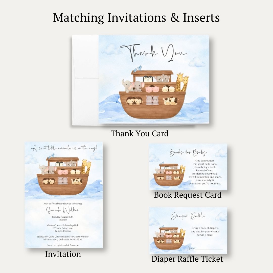 Noah's Ark Baby Shower Thank You Card