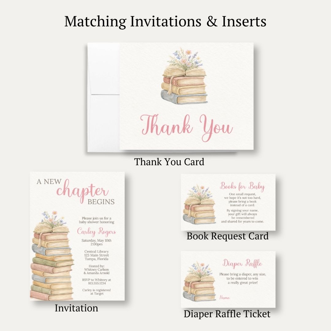 A New Chapter Girl Baby Shower Thank You Card