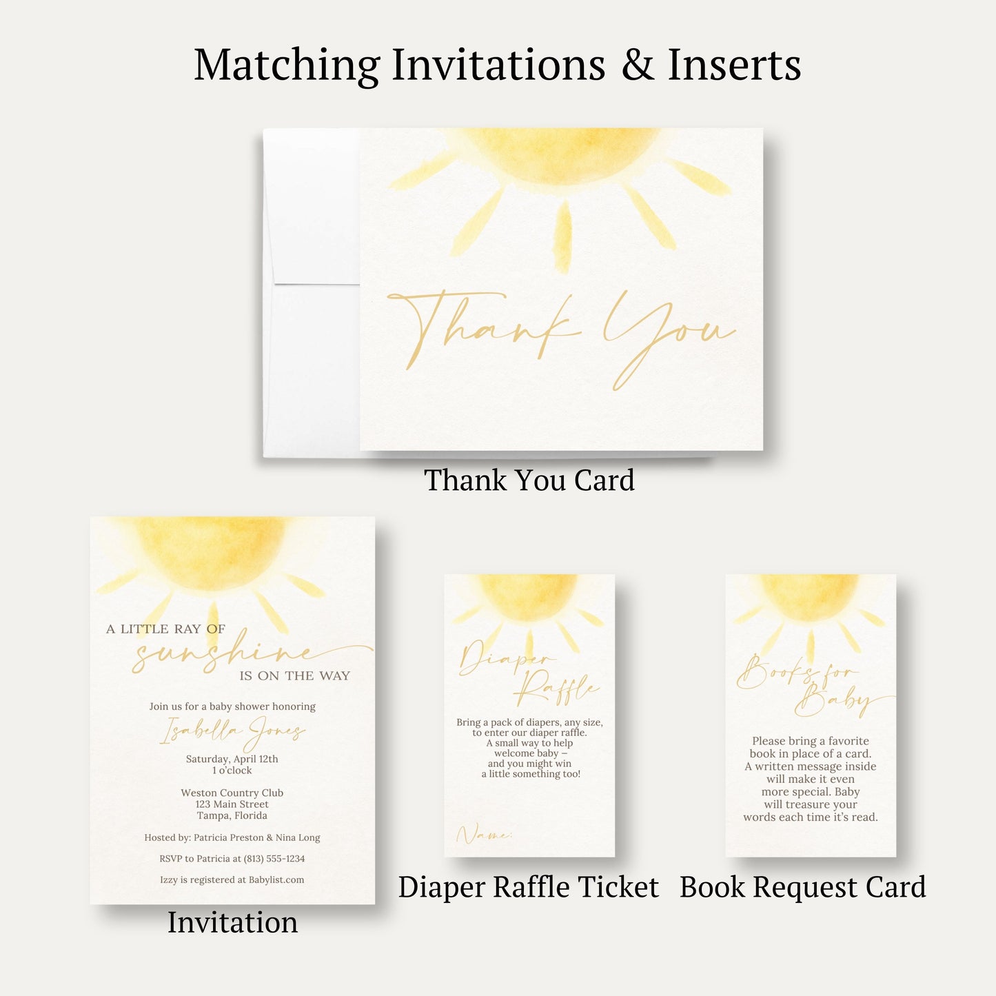 A Little Ray of Sunshine Baby Shower Thank You Card