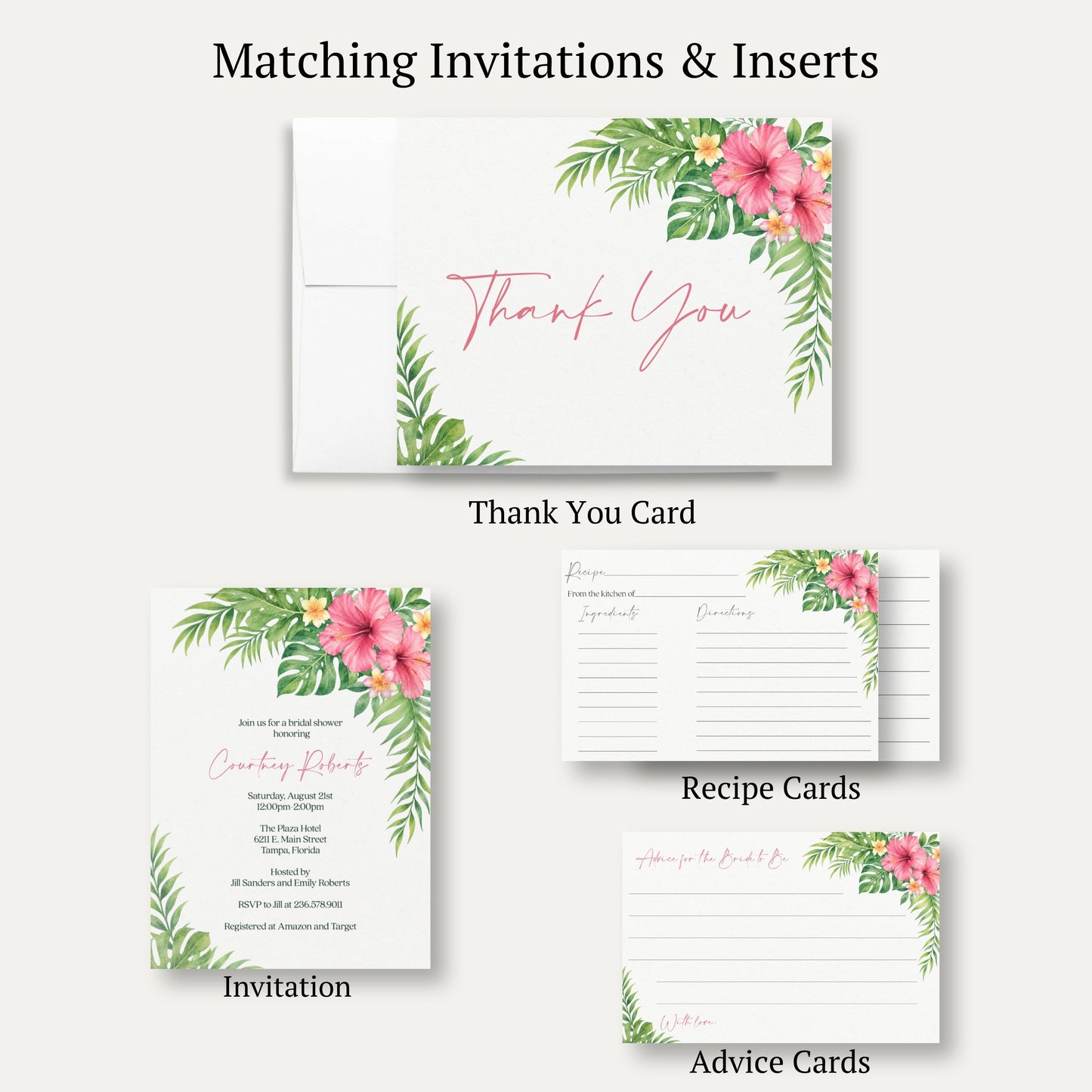 Tropical Bridal Shower Thank You Card