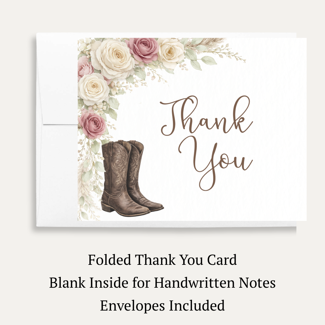 Western Bridal Shower Thank You Card