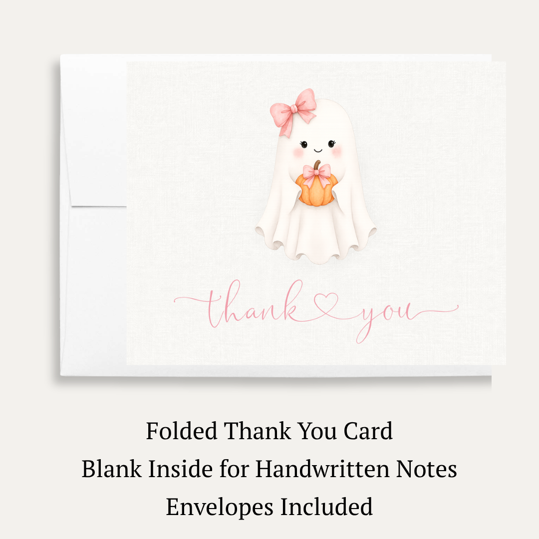 A Little Boo Is Almost Due Girl Baby Shower Thank You Cards