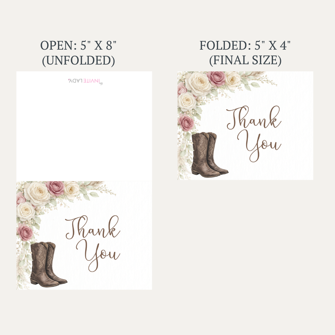 Western Bridal Shower Thank You Card