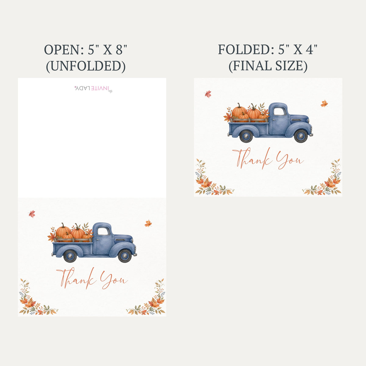 Fall Truck Baby Shower Thank You Card