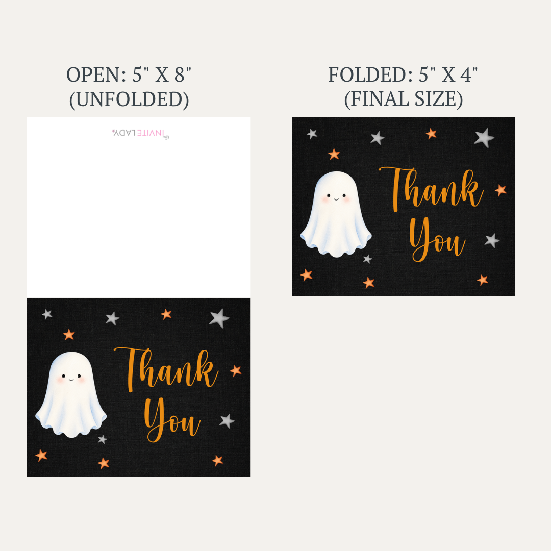 A Little Boo Is Almost Due Baby Shower Thank You Cards (Black Collection)