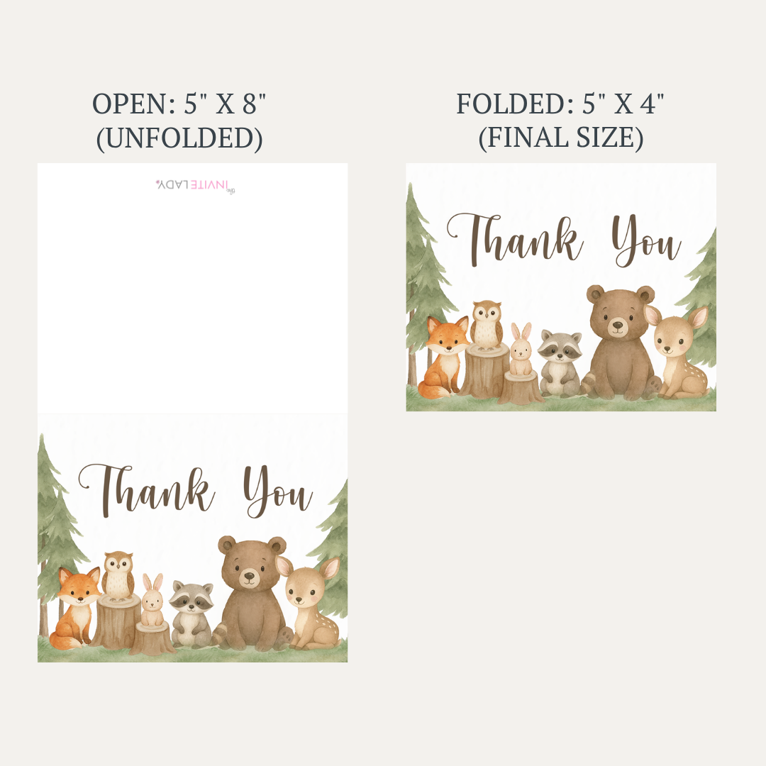 Woodland Animals Baby Shower Thank You Card
