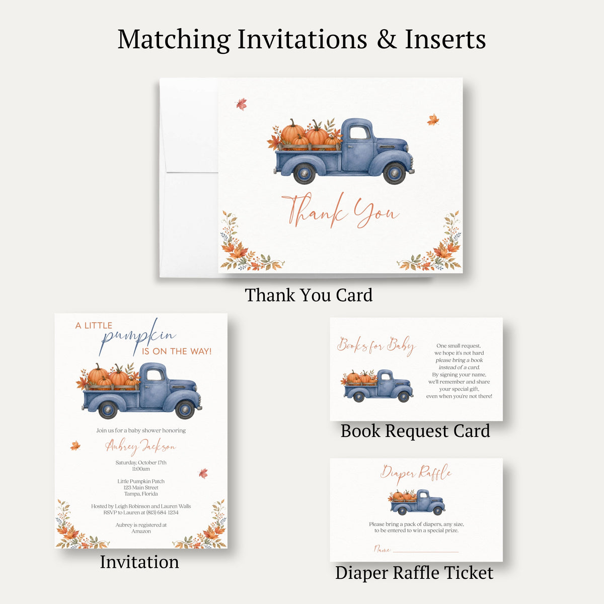 Fall Truck Baby Shower Thank You Card