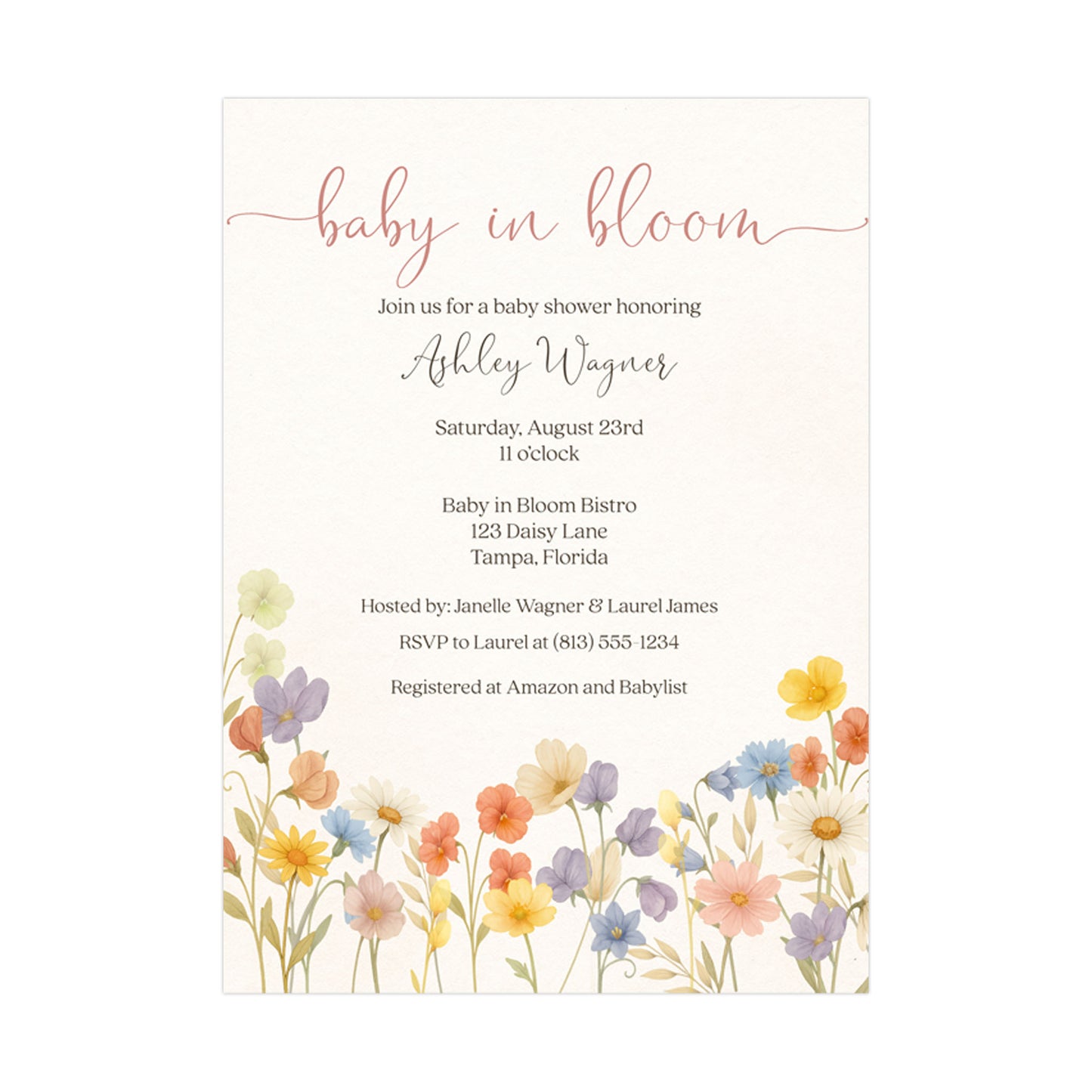 Wildflower Baby Shower Invitation