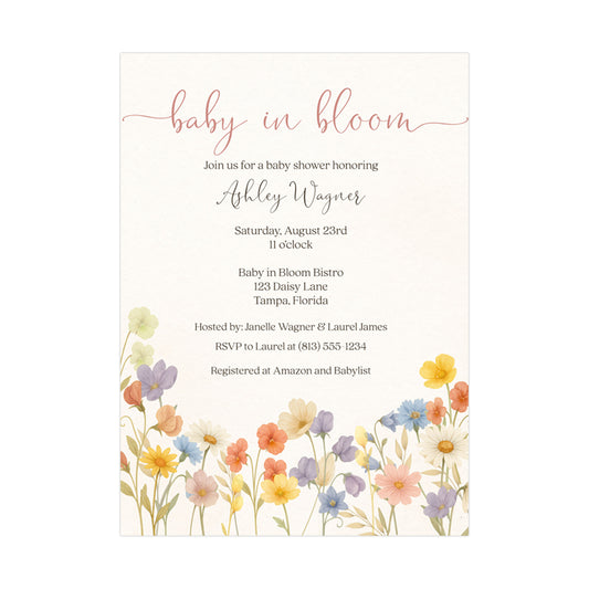 Wildflower Baby Shower Invitation