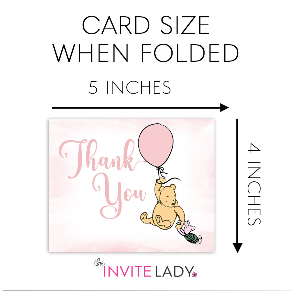 Winnie the Pooh Balloon Thank You Card