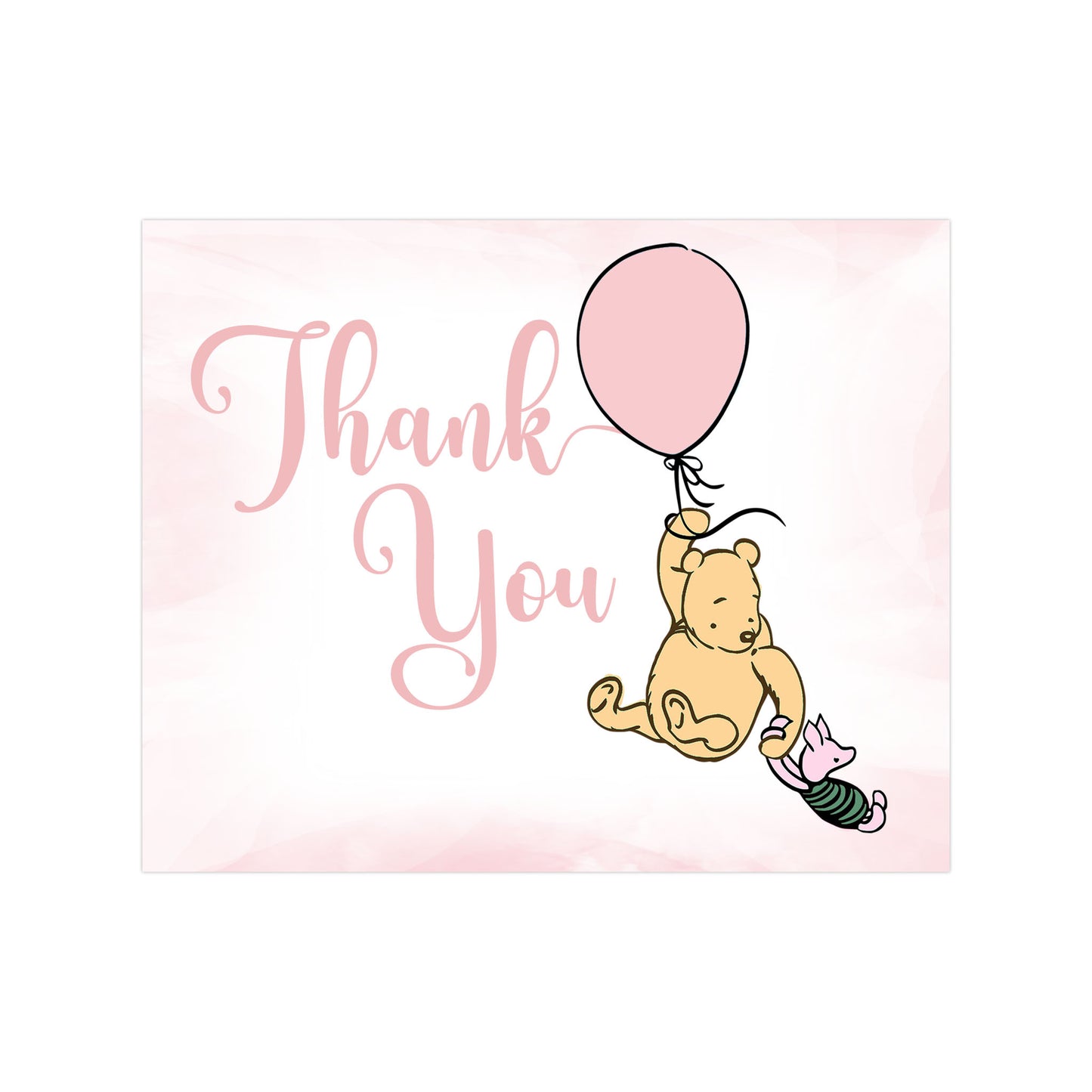 Winnie the Pooh Balloon Thank You Card