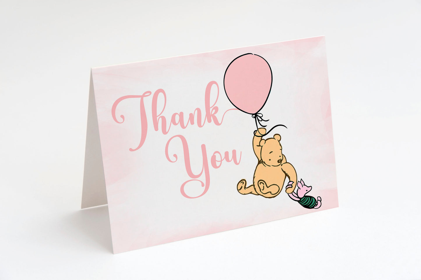 Winnie the Pooh Balloon Thank You Card