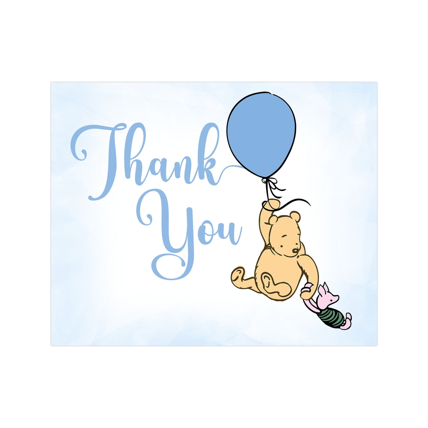 Winnie the Pooh Balloon Thank You Card