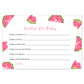 Watermelon Baby Shower Wishes Card