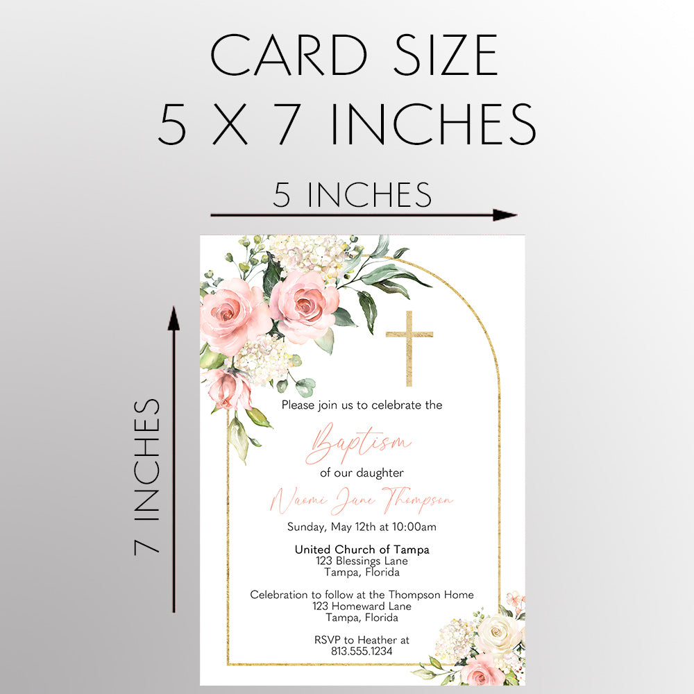 Pink & Gold Arch Cross Invitation