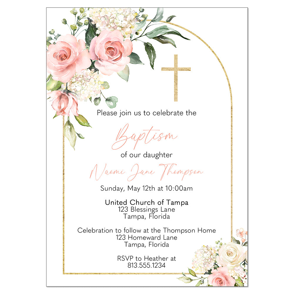Pink & Gold Arch Cross Invitation