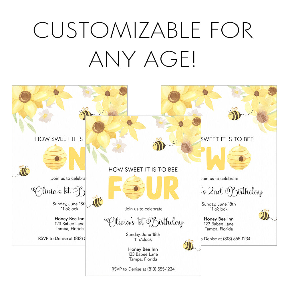 Bee Birthday Party Invitation