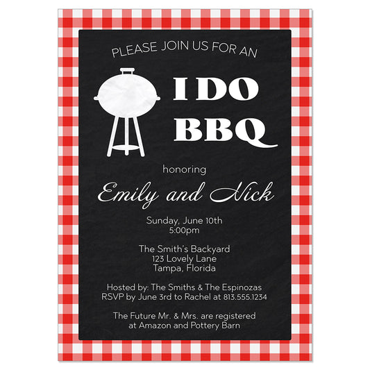 Say I Do BBQ Gingham Couples Shower Invitation