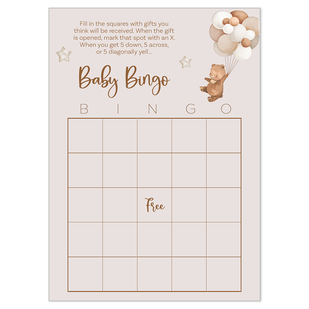 Bearly Wait Baby Shower Bingo Card