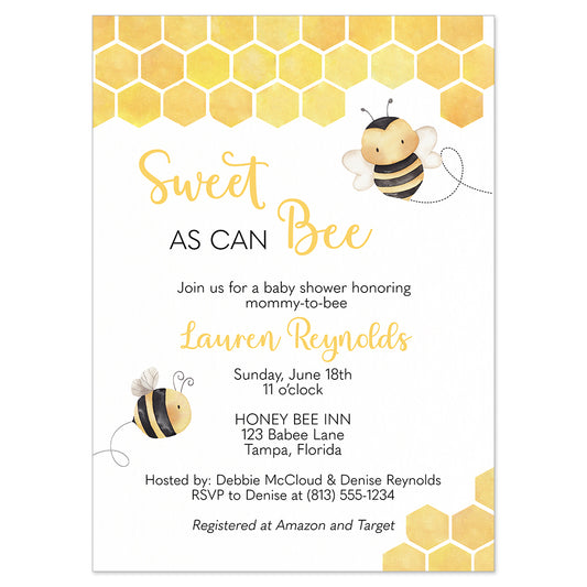 Honeybee Baby Shower Invitation
