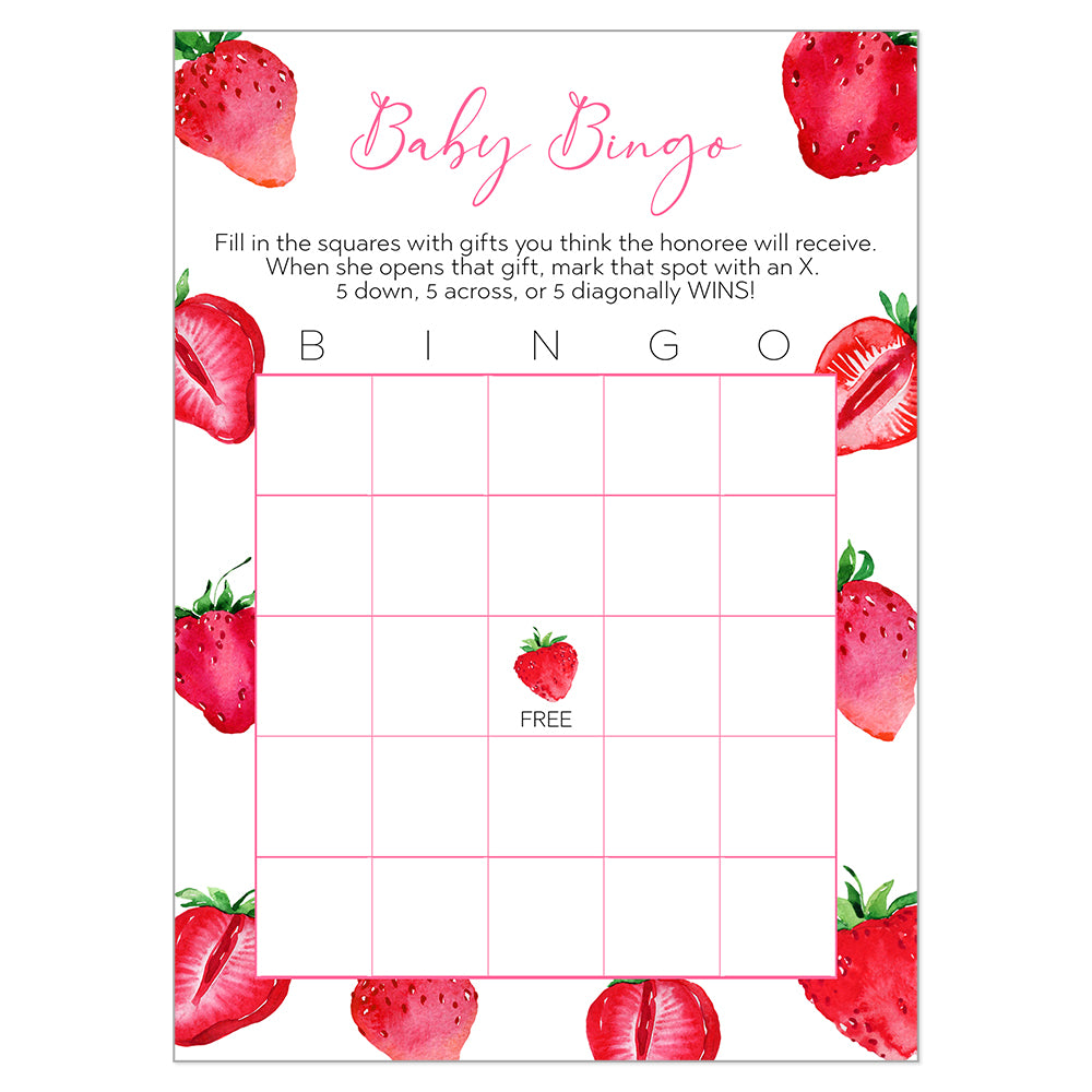 Berry Sweet Baby Shower Bingo Card