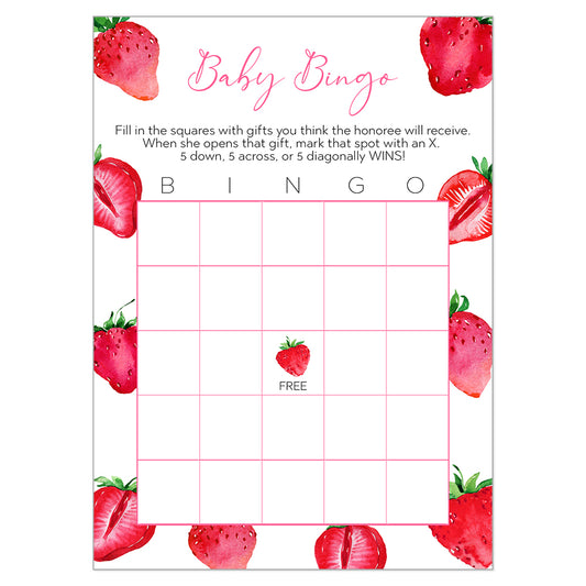 Berry Sweet Baby Shower Bingo Card