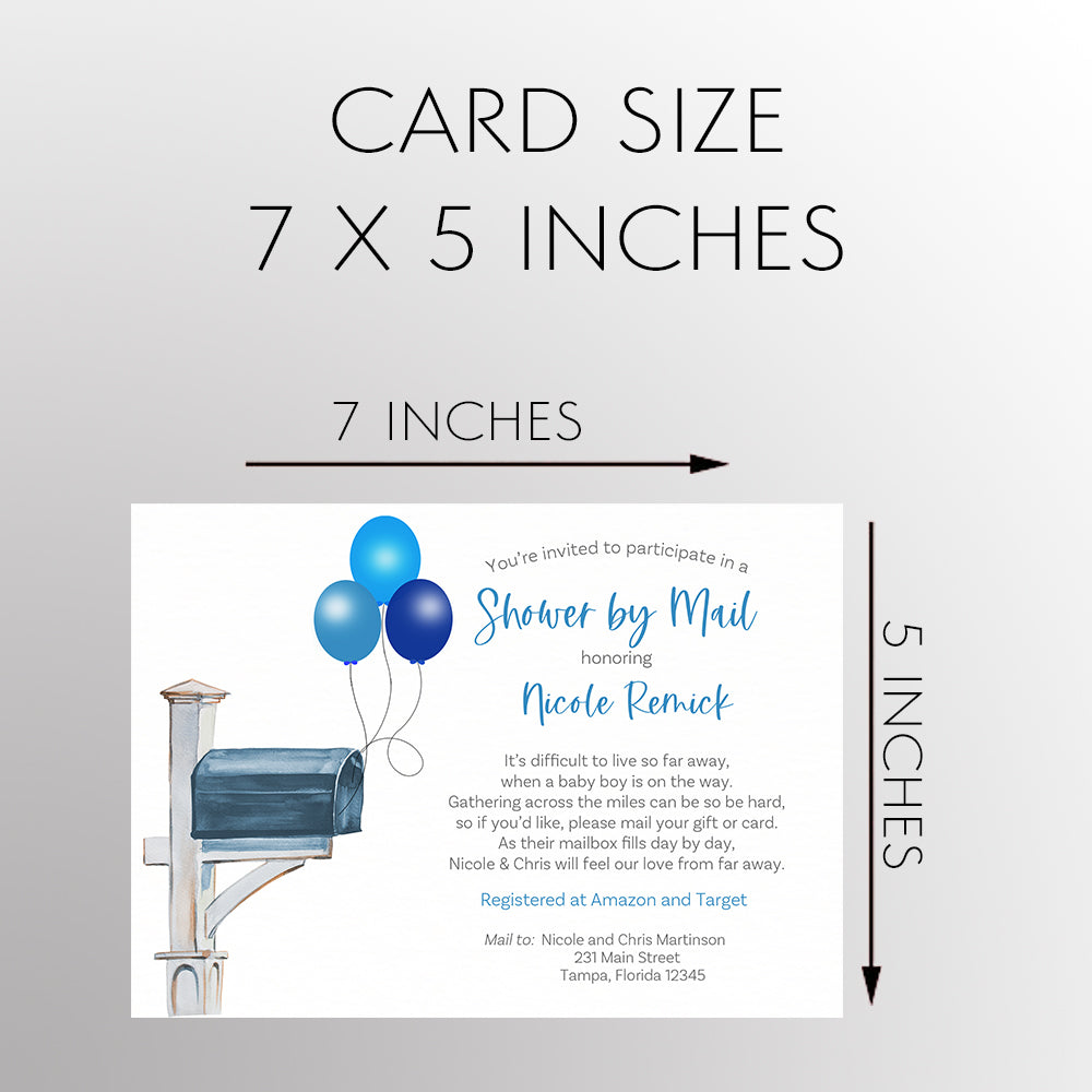 Shower By Mail Baby Balloon Invitation