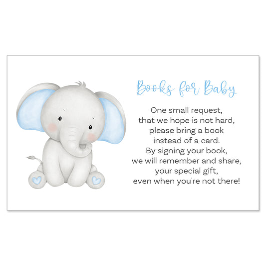 Watercolor Elephant Baby Shower Book Insert Card