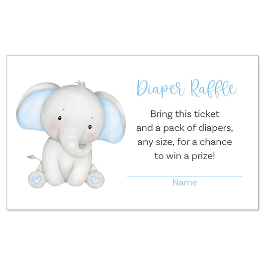 Watercolor Elephant Baby Shower Diaper Raffle Ticket