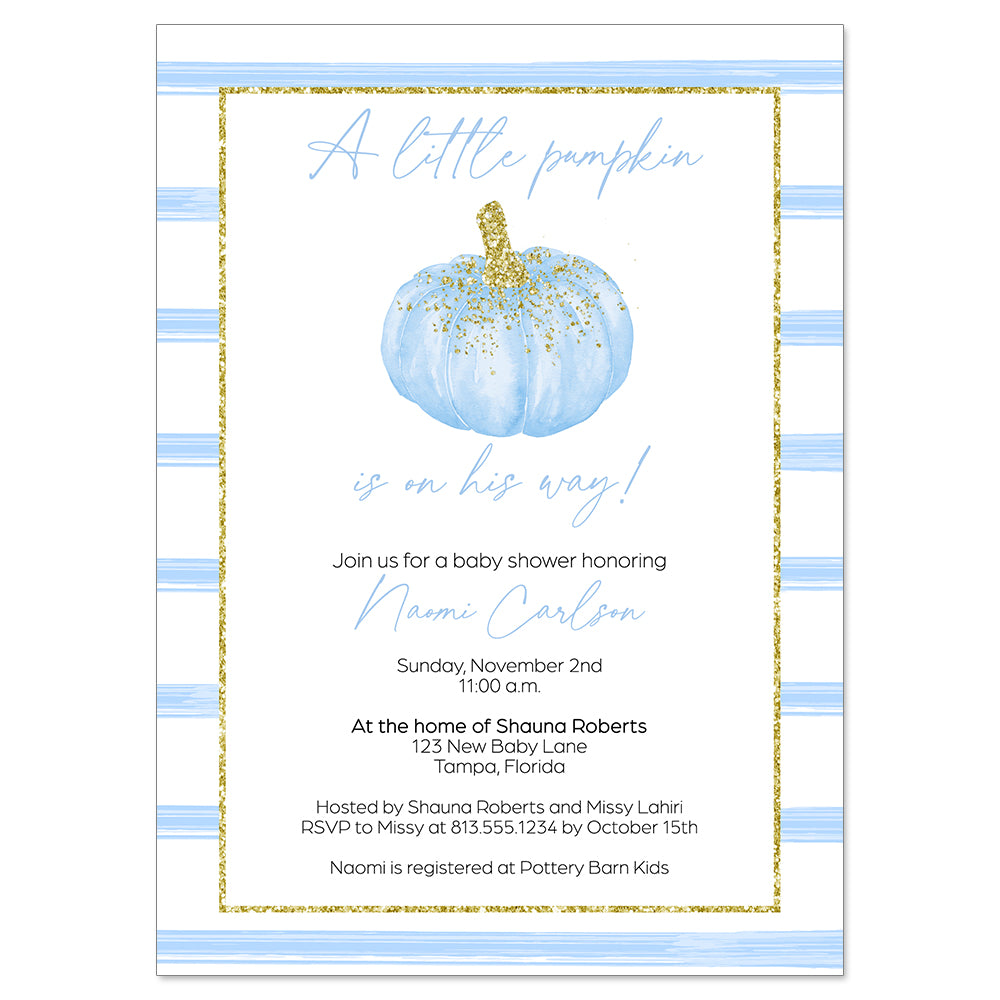 Sparkling Pumpkin Baby Shower Invitation