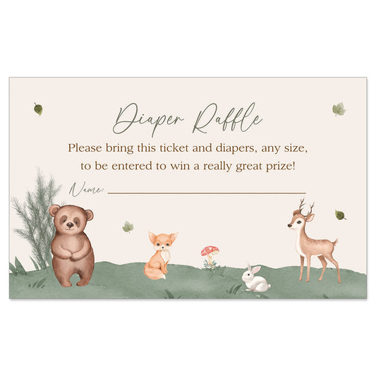 Boho Woodland Diaper Raffle Ticket