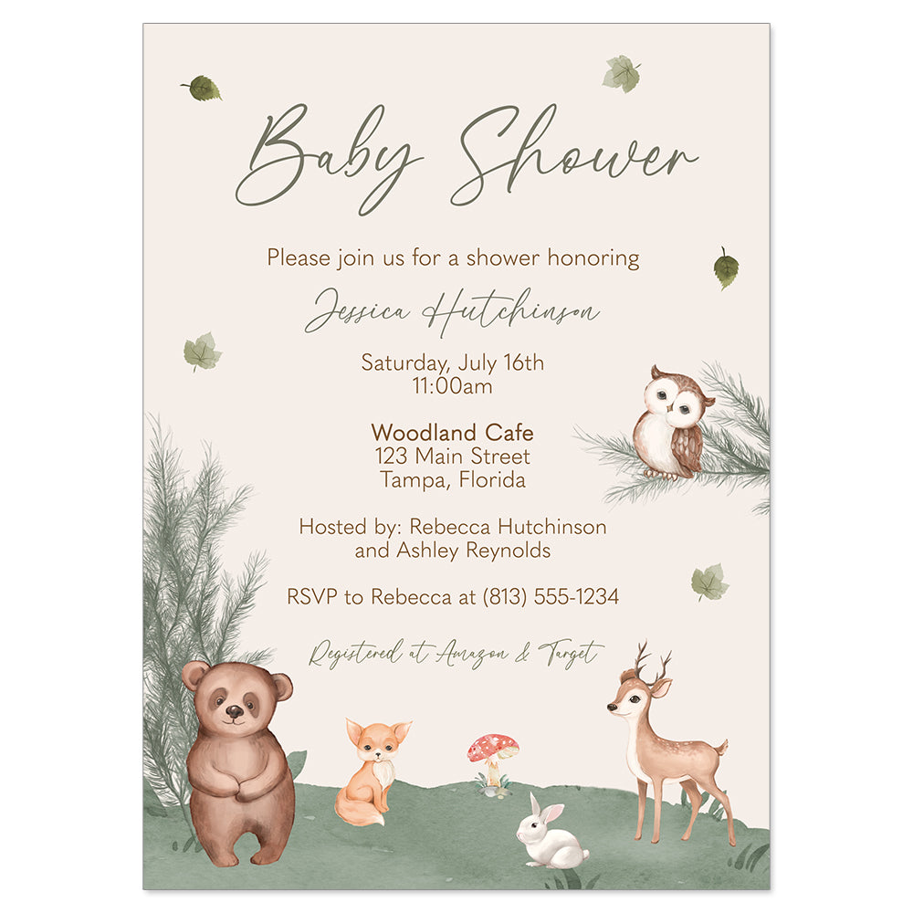 Boho Woodland Baby Shower Invitation