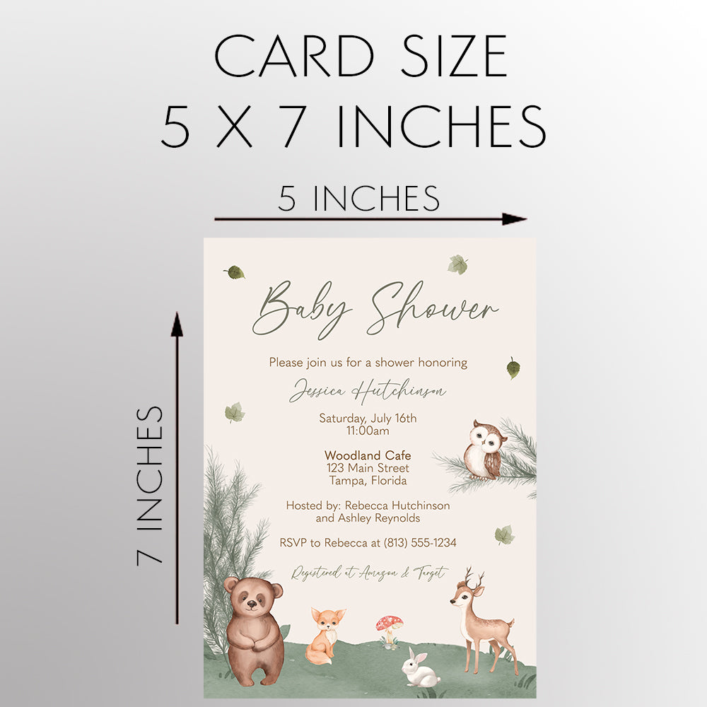 Boho woodland sales baby shower invitations