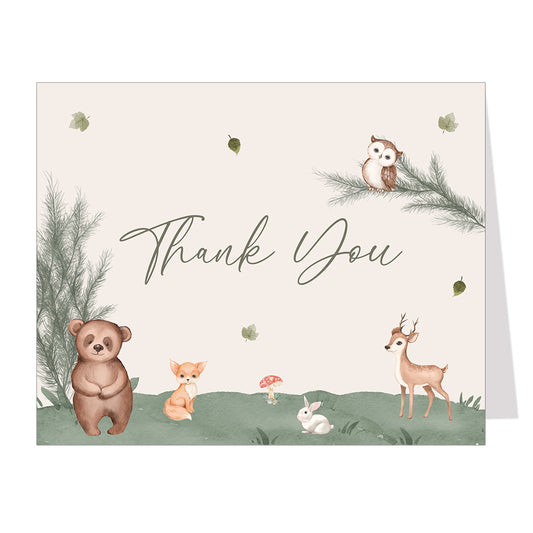 Boho Woodland Baby Shower Thank You Card