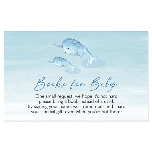 Watercolor Narwhal Blue Bring a Book Insert