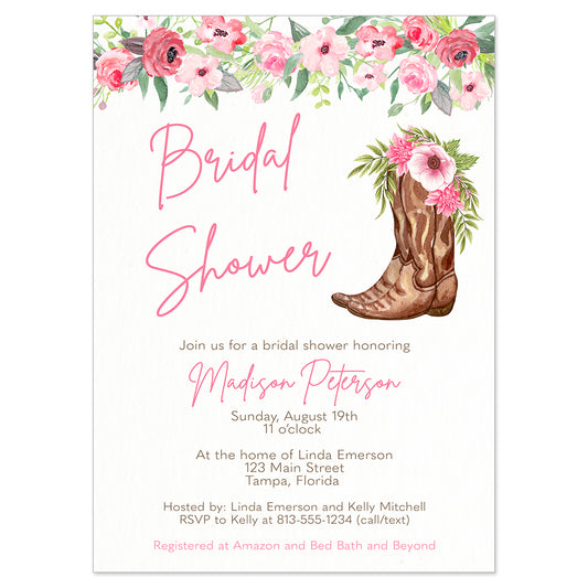 Boots & Bubbly Bridal Shower Invitation