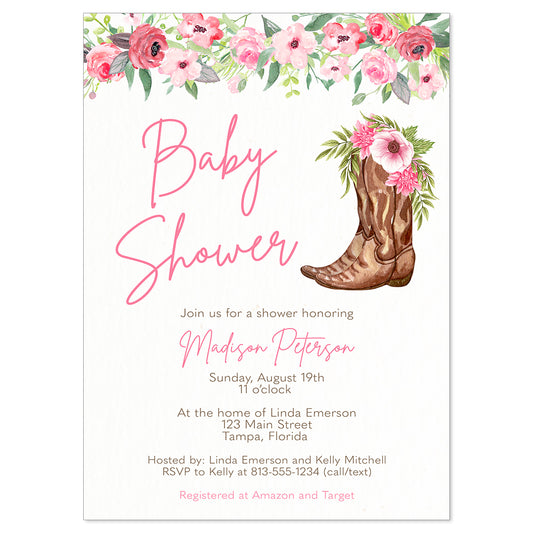 Cowboy Boots Baby Shower Invitation